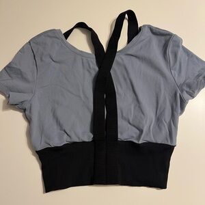 ALO Yoga Blue and Black Crop Top